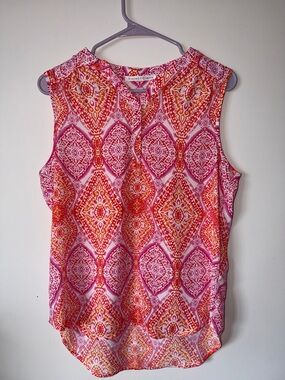 Violet & Claire Pink and Orange Printed Sleeveless Camisole